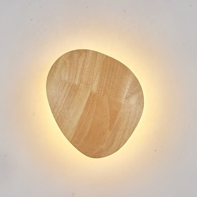 Living Room Bedroom Modern Aluminum Wooden Grain LED Round Wall Sconce Light with Remote Control for Staircase