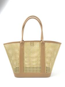 Sac fourre-tout rétro en rotin portable avec deux poignées, imperméable et réutilisable pour femmes, filles, plage, natation, extérieur, voyage, shopping - Product Image 1