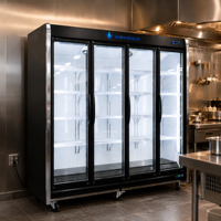 Réfrigérateur vertical commercial à 4 portes pour boissons, avec unité de condensation à distance, dessus plat et refroidissement par ventilateur