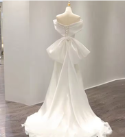 Robe de mariée légère française 2024 nouvelle jupe en queue de poisson rétro Banquet tempérament Satin robe de mariée principale blanche petite queue