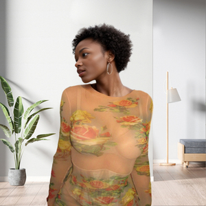 ชุดเดรสแม็กซี่รัดรูปแขนยาวพิมพ์ลายดอกไม้ผ้าเนื้อบาง - Product Image 3