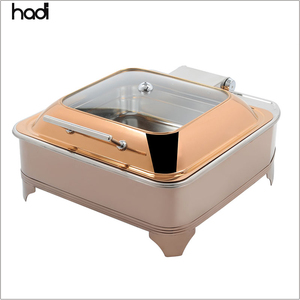 Suministros para Hoteles y Restaurantes al por Mayor, Baño María Cuadrado para Buffet, Plato para Calentar Comida en Color Oro Rosa, Platos para Servir Catering - Product Image 2