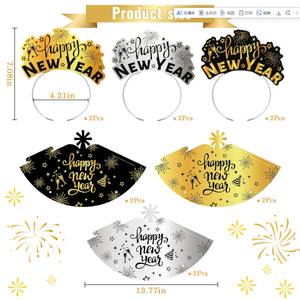 Chapeaux en papier scintillants pour le Nouvel An, diadèmes, collier de perles, bracelet, cornes, bruits de fête, accessoires <span class=keywords><strong>photo</strong></span> pour les jeux du Nouvel An, fournitures de fête - Product Image 4