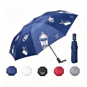 Custom Logo Business Premium <b>Screen</b> Printing Manual Open Elegant Durable Waterproof Versatile Black Coating <b>Folding</b> Umbrella - Product Image 1