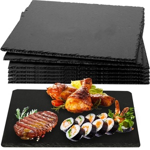 Prix d'usine bon marché planche à fromage noire en pierre naturelle assiette à sushi en ardoise pour le service des aliments napperons en ardoise avec logo personnalisé - Product Image 1