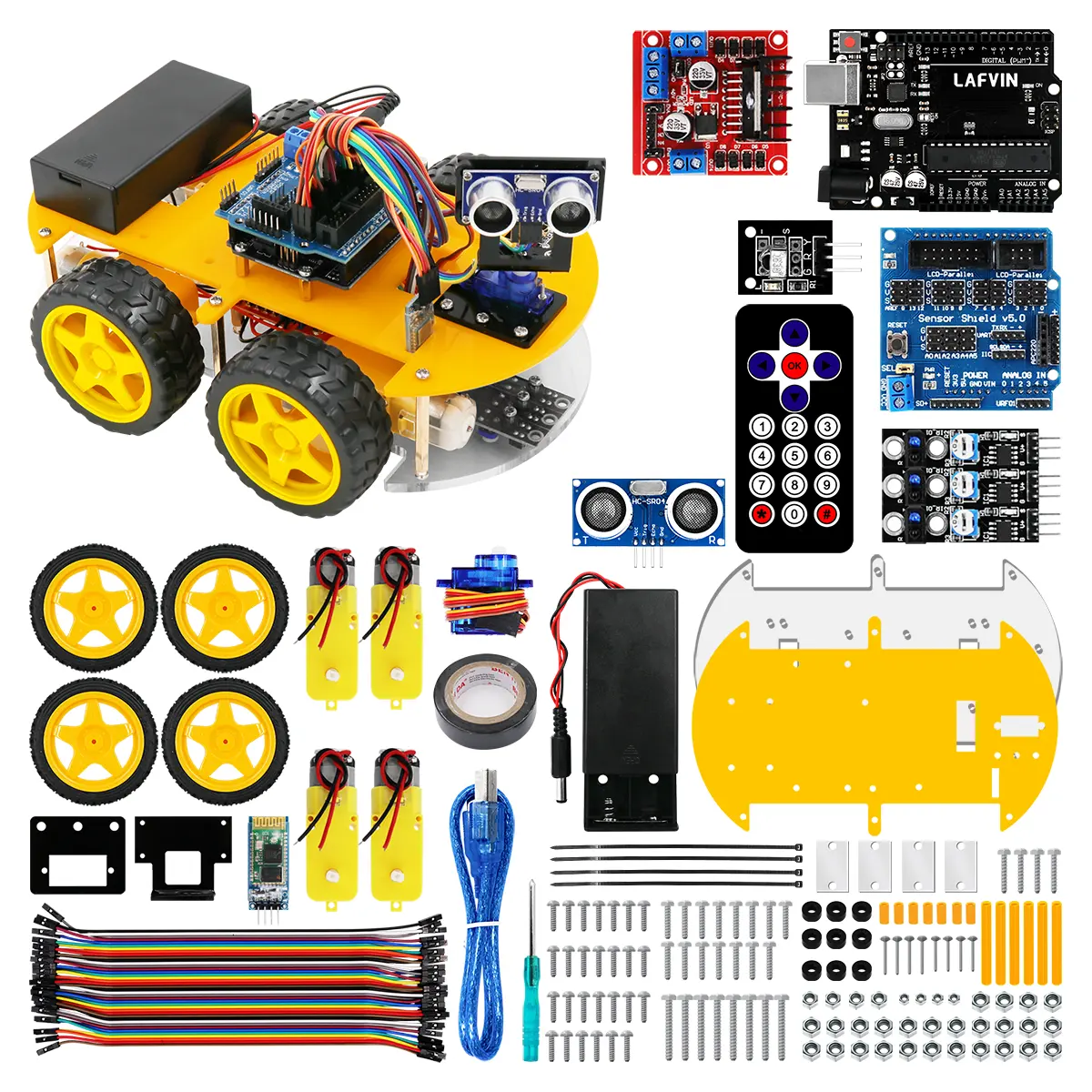 LAFVIN Robotics Education 4WD Smart Chassis Robot Car Kit with STEM for arduino kit