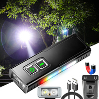 Lampe torche USB rechargeable portable EDC 1000LM RGB IPX4 étanche en acier inoxydable avec aimant, LED blanche, rayon UV vert longue portée