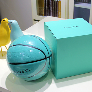 Coffret Cadeau de Basketball en PU Bleu Tiffany, Ballon de Basketball Bleu de Créateur, Taille 567, Cadeau de Basketball pour <span class=keywords><strong>Femme</strong></span>, Cadeau d'Anniversaire - Product Image 1