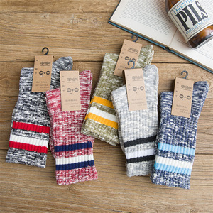 Men's Crew <b>Socks</b> Cotton Mid-Calf Thermo Stripe Pattern Autumn <b>Winter</b> Casual Wear - Product Image 1