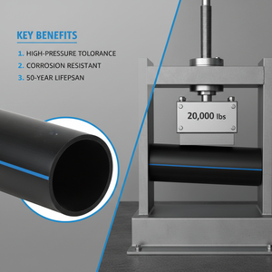 Tubería de HDPE Negra de Alta Presión de 50mm 315mm 500mm PN16 PN10 <span class=keywords><strong>Bar</strong></span> SDR11 PE100, 100% Virgen, Anticorrosión, para Suministro de Agua y Drenaje - Product Image 2