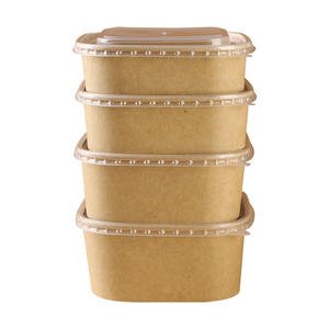 Bol en papier kraft carré/rectangulaire, qualité alimentaire, jetable, écologique, emballage alimentaire, bol à salade avec couvercle, résistant à la graisse et à l'eau - Product Image 3