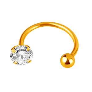 Phẫu thuật Thép + tinh thể thép không gỉ mạ vàng Thông tư Barbell vách ngăn Vòng móng ngựa piercing đồ trang sức - Product Image 1