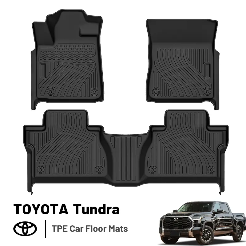 Custom Full set left hand drive 3d thermoformed Tpe Waterproof Rubber Wash car floor mats for TOYOTA Tundra