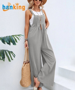 Women's Boho Style Solid Sleeveless Long Length <strong>Jumpsuit</strong> Female Romper Overalls Suspender Trouser Casual <strong>Baggy</strong> <strong>Jumpsuit</strong> J0032 - Product Image 4
