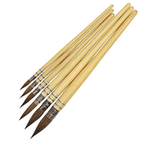 Ensemble de 6 pinceaux professionnels à poils d'écureuil de qualité supérieure avec manche en bois et pointe fine pour la peinture à l'aquarelle et la gouache, à absorption élevée