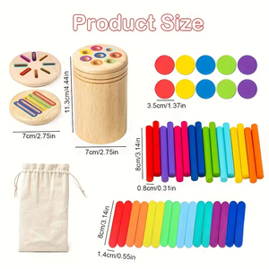 Juguetes Montessori para bebés, taza de clasificación de colores 3 en 1, juguetes para niños pequeños, <span class=keywords><strong>actividades</strong></span>, habilidades motoras finas, juguete sensorial de <span class=keywords><strong>madera</strong></span> para niños - Product Image 5