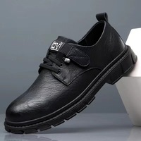 Mocassins noirs en cuir PU pour hommes, style décontracté chic, à lacets, semelles souples et antidérapantes, pour le printemps