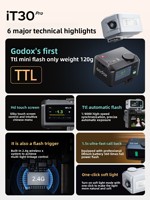 Flash pour appareil photo Godox IT30 Pro Mini TTL HSS, flash de poche avec écran tactile de 2,8 pouces, sans fil 2,4 G pour Sony, Canon, Nikon, Fuji, Olympus