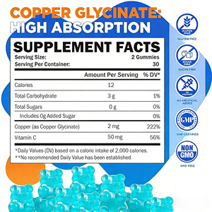 Suplemento de Gomitas de <span class=keywords><strong>Zinc</strong></span> y Cobre con Probióticos y Vitamina B6 para la Inmunidad, Gomitas de Cobre Glicinato - Product Image 6