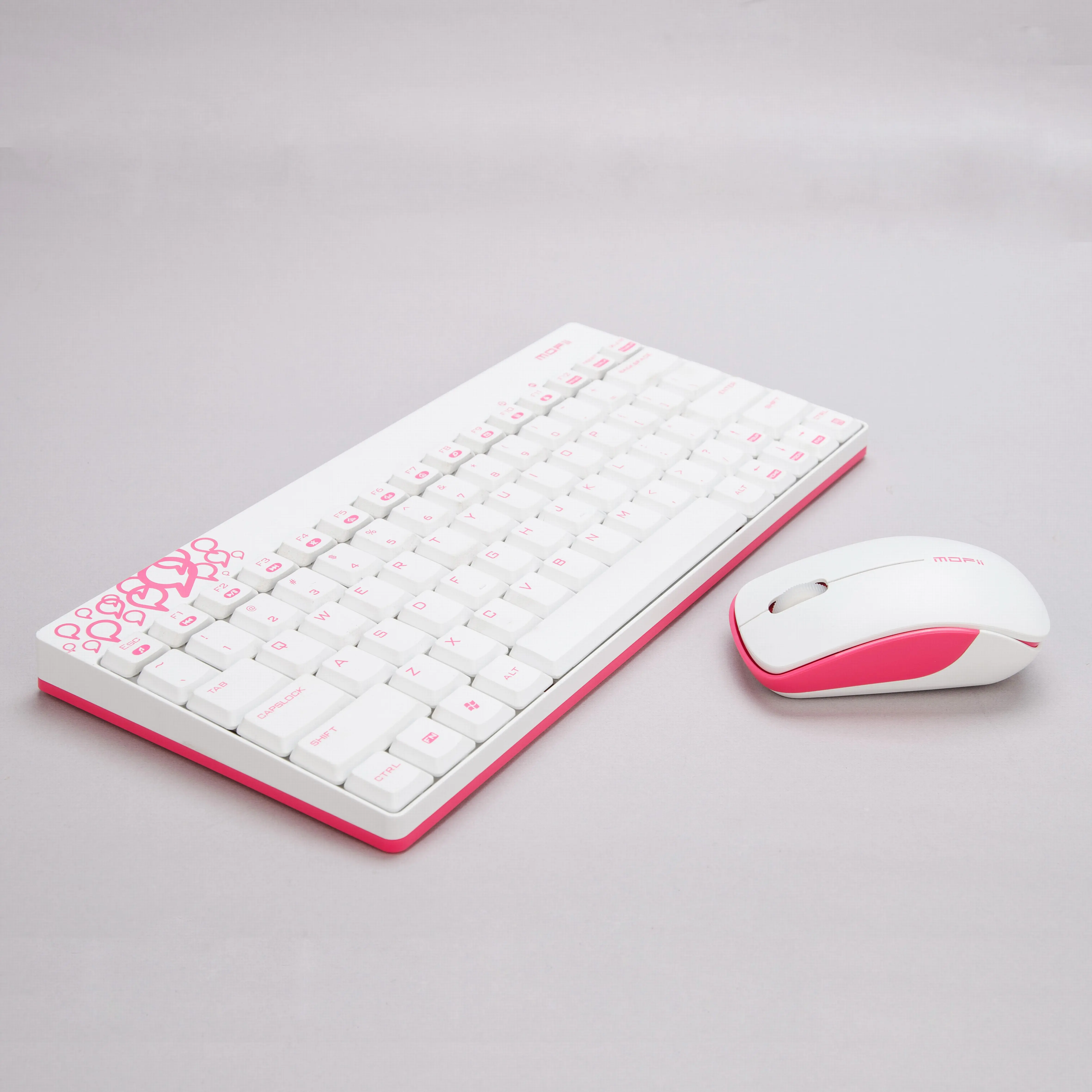 Keyboard dan mouse nirkabel 2.4G, mouse optik 3D, keyboard ramping ukuran ringkas dengan tangan kiri/kanan