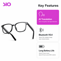 Lunettes Audio Intelligentes 5.4 à Oreille Libre, Lunettes de Soleil Musicales à Double Commande Tactile, Verres Transparents, Chargement Magnétique USB