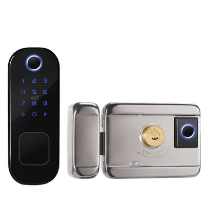 Kunci Pintu Tanpa Kunci Cerdas dengan WiFi, Sidik Jari Biometrik dan Keyboard, Kunci Pintu Pintar Elektronik, Kunci Kepala Banteng