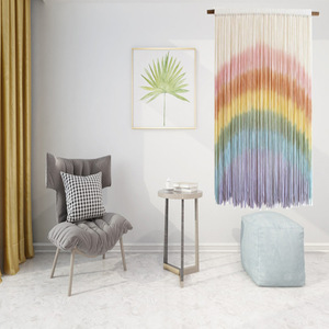 <span class=keywords><strong>Tapiz</strong></span> de Arte de pared de algodón Natural tejido a mano colorido de macramé arcoíris de tinte grande para cumpleaños y guardería - Product Image 5