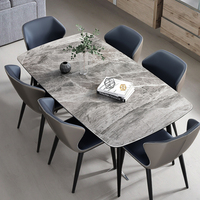 Table à manger de luxe au prix d'usine italienne, design moderne rectangulaire contemporain, plateau en marbre, pieds en fer, meubles de maison durables