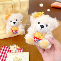 HECION 10CM Adorable Porte-clés Ours en Peluche Popcorn Caramel Délicieux pour Décoration de Sac