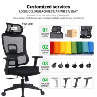 Chaise de bureau ergonomique moderne certifiée CE avec dossier en maille, appui-tête réglable, support lombaire, compatible salle à manger, base pivotante en acier inoxydable