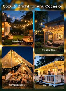 Solar Powered LED <b>String</b> Lights IP44 Waterproof Remote Dimmable Patio Lights for <b>Garden</b> Backyard - Product Image 5
