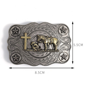 Testa in metallo personalizzata e creativa in stile Cowboy occidentale adatta per cinture in pelle da Cowboy fibbia liscia fibbia in lega - Product Image 2