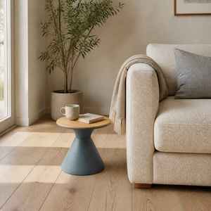 <span class=keywords><strong>Table</strong></span> d'appoint ronde en teck avec base conique en métal, <span class=keywords><strong>petite</strong></span> <span class=keywords><strong>table</strong></span> d'appoint extérieure de 40 cm <span class=keywords><strong>pour</strong></span> <span class=keywords><strong>balcon</strong></span>, patio, chambre d'hôtel, terrasse - Product Image 2