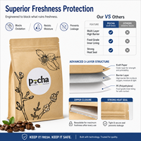 Pochette personnalisée en papier kraft blanc/marron avec fenêtre, thermoscellable, anti-odeur, logo personnalisé pour l'emballage du thé