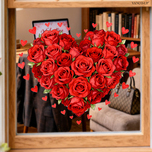 Adesivi Statici per Finestre a Forma di Cuore per San Valentino, Decorazioni per Vetri con Cuori e <span class=keywords><strong>Nuvole</strong></span> per Camera da Letto - Product Image 2