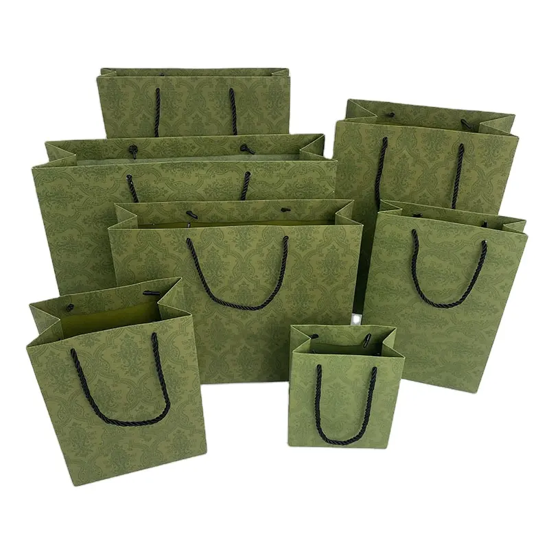 High quality gift package, customized logo Green with handle Big brand packaging box and bags