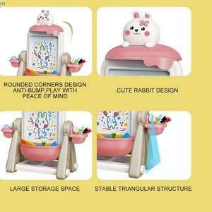 Mainan papan gambar Montessori baru 2 dalam 1 papan gambar blok bangunan dua sisi edukasi dengan dudukan untuk anak-anak - Product Image 4