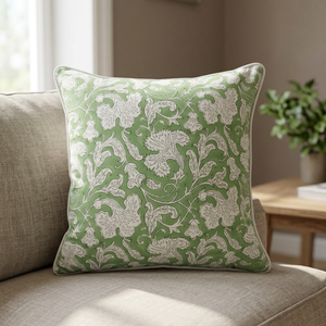 Ridhi Sage Green Floral Block Print Cotton Throw Pillow Covers Decorative Couch Living Room Customizable Gifts - Product Image 2