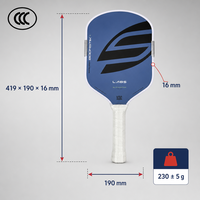 Raquette de pickleball pour adultes, noyau en nid d'abeille 16 mm, bleu noir, pour entraînement sur le terrain, pratique et jeu récréatif