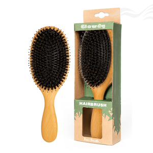 Cepillo de pelo de paleta de madera para masaje de nailon con cerdas de jabalí naturales ecológicas con logotipo personalizado, cepillo desenredante de madera para pelo grueso - Product Image 1
