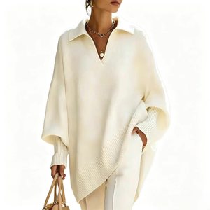 2026 Knitwear Supplier Custom <strong>Ladies</strong> <strong>Polo</strong> <strong>Neck</strong> Sweater Soft Ribbed Knitted Oversize <strong>Jumper</strong> - Product Image 4