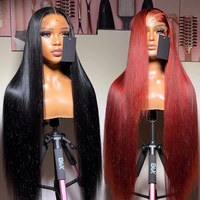 Perruques Lace Front en cheveux humains ultra-lisses de 40 pouces, avec cuticules alignées, perruque frontale HD en dentelle, cheveux vierges vietnamiens pour femmes noires
