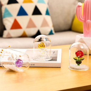Rose éternelle en cristal, fleur préservée sous cloche en verre, rouge, rose, violet, jaune, cadeau d'anniversaire, décoration moderne - Product Image 1
