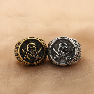 <b>Skull</b> <b>Ring</b> Stainless Steel Men's Punk Retro Geometric Party Jewelry Silver Gold - Product Image 1