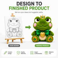 Peluche Grenouille Couronne Verte Personnalisée Direct Usine, en Coton PP Ultra Doux, Broderie Anniversaire, Anti-Stress - OEM/ODM
