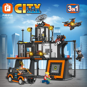 Bloques de construcción de la <span class=keywords><strong>serie</strong></span> de la ciudad de fabricación china Unisex montar <span class=keywords><strong>Swat</strong></span> edificio-coche de policía helicóptero ABS plástico 1:50 modelo Juguetes - Product Image 2