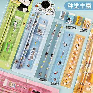 Cartoon Pencil <b>Set</b> Student <b>Stationery</b> Ruler 5 Piece <b>Set</b> Children Drawing Supplies Kindergarten Gift - Product Image 1