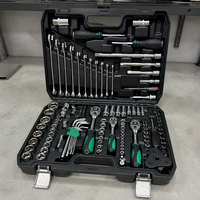 Kit d'outils de mécanique automobile multifonctionnel 121 pièces avec cliquet à tête flexible, douilles métriques, clés hexagonales et tournevis pour la réparation automobile DIY