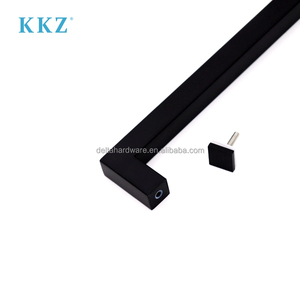 KKZ D Tipo 8 "X 24" Barra de toalla Combo Acero inoxidable 304 Manija de puerta negra mate para vidrio de ducha de 1/4 "a 1/2" - Product Image 4