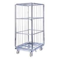 Chariot logistique robuste ALLWORLD CH05108 avec étagères en fil d'acier, capacité 500 kg, 680*800*1750mm, quatre roues, revêtement poudré, OEM ODM